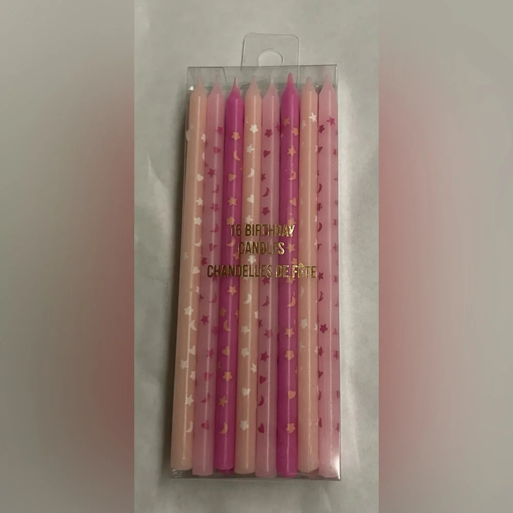 New 16 Pink Birthday Candles Stars Moon Hearts Meri Meri